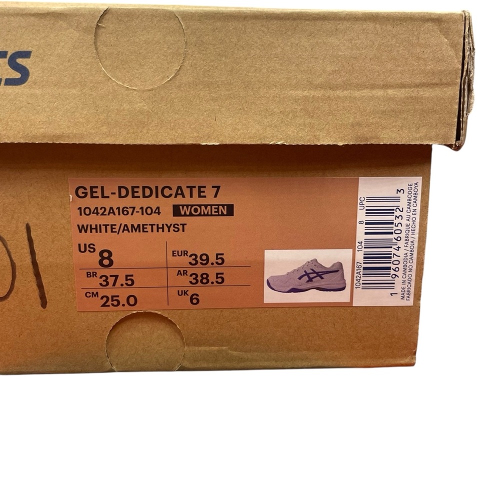 Women’s ASICS Gel-Dedicate 7 sneakers. White/Amethyst. Size 8W. - Picture 13 of 13